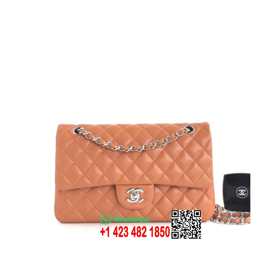 Chanel Classic Flap Taske 25cm As1112 Sølv Hardware Lammeskind Forår/sommer 2022 Kollektion, Brun