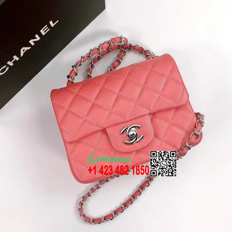 Chanel Klasická Mini Taštička S Chlopňou 18cm As1115 Strieborný Hardvér Zrnitá Teľacia Koža Kolekcia Jar/leto 2022, Metalická Ru