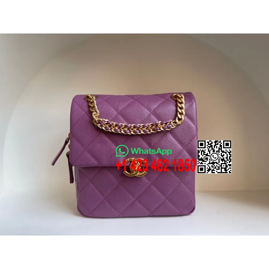 Chanel Sırt çantası 20cm çanta 20cm As3108 Damarlı Dana Deri Altın Donanım İlkbahar/yaz 2022 Koleksiyonu, Mor