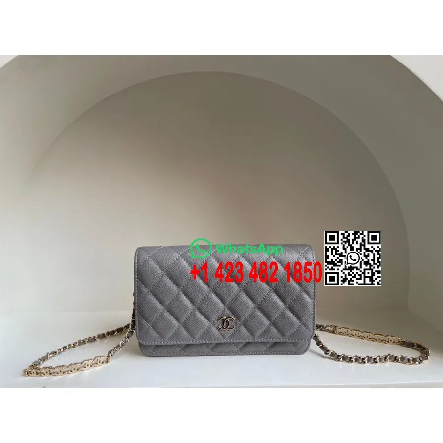 Chanel WOC CC Chain Bag 20cm Grained Calfskin Leather Gold Hardware Spring/Summer 2022 Collection, Grey