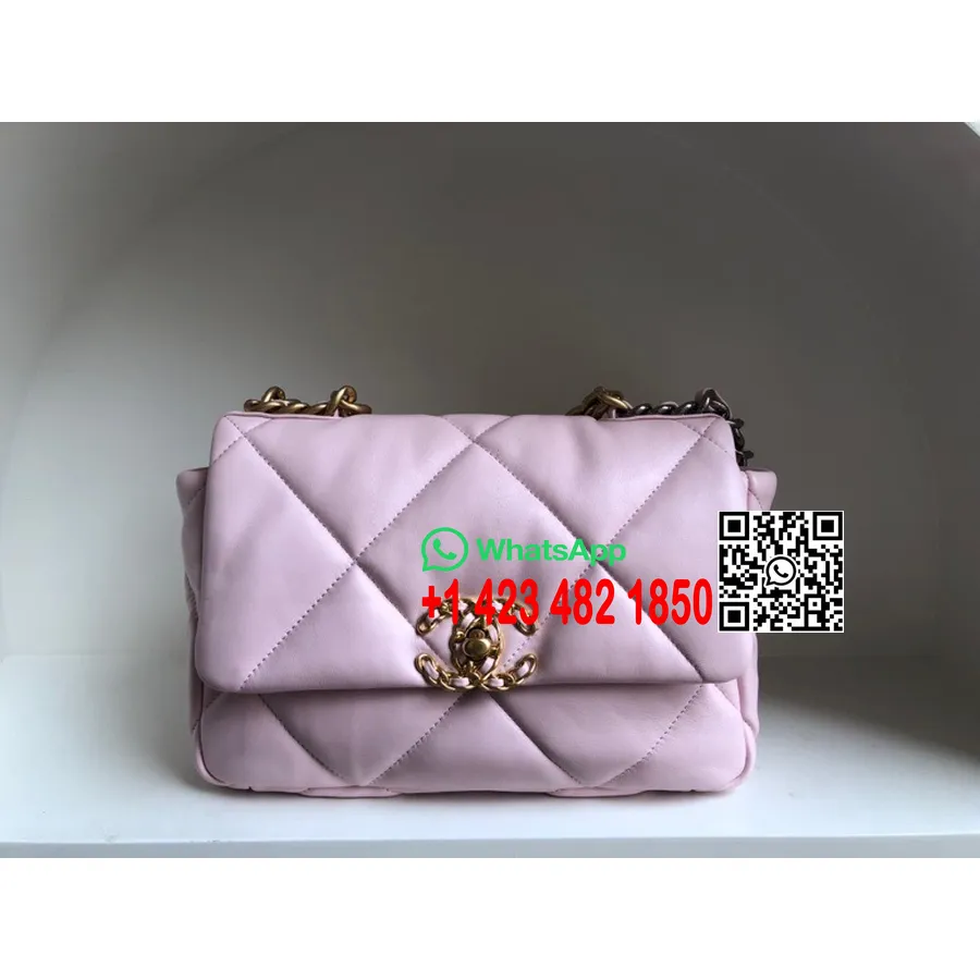 Geanta Chanel 19 Cu Clapa Piele De Miel Colectia Primavara/vara 2022 Act 1, Roz Deschis