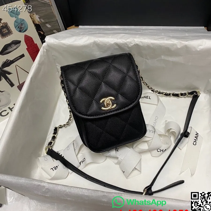 Bolso Chanel Con Solapa Redonda De 18 Cm En Piel Granulada Colección Primavera/verano 2021, Negro