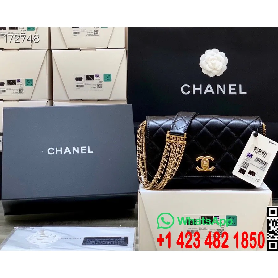 Сумка Chanel Jewel с клапаном из плетеной цепочки, 20 см, фурнитура из кожи ягненка, коллекция осень/зима 2020, черный