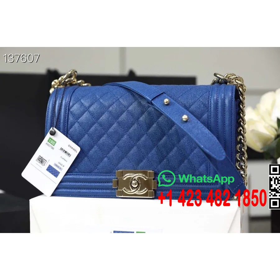 Sac Chanel Leboy 25cm Cuir Caviar Matériel Doré Collection Printemps/été 2020, Bleu électrique