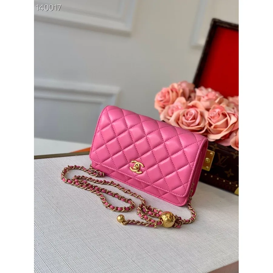 Bolsa Chanel Woc Com Corrente Charmosa 20cm Couro Pele De Cordeiro Prata Hardware Coleção Outono/inverno 2020, Rosa