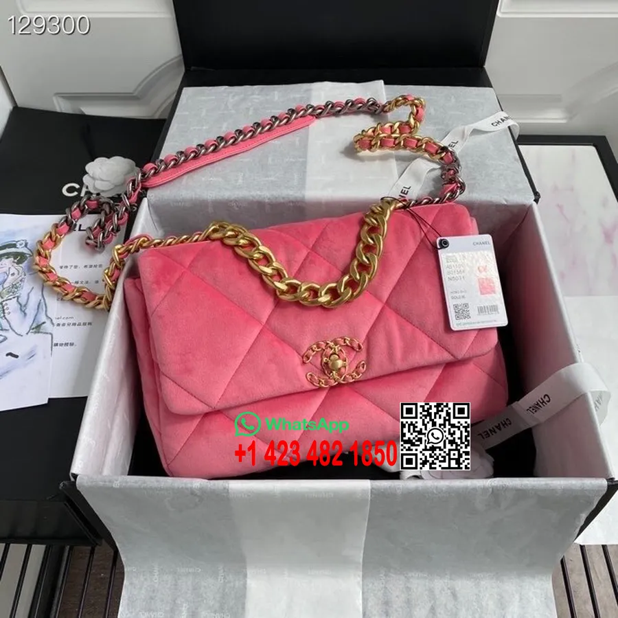 Sac à Rabat Chanel 19 Velours/cuir De Chèvre Collection Automne/hiver 2020, Rose