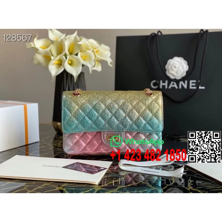 Sac Chanel Reissue 2.55 25cm Matériel Doré Vieilli Cuir De Chèvre Collection Automne/hiver 2020, Multicolore Métallisé