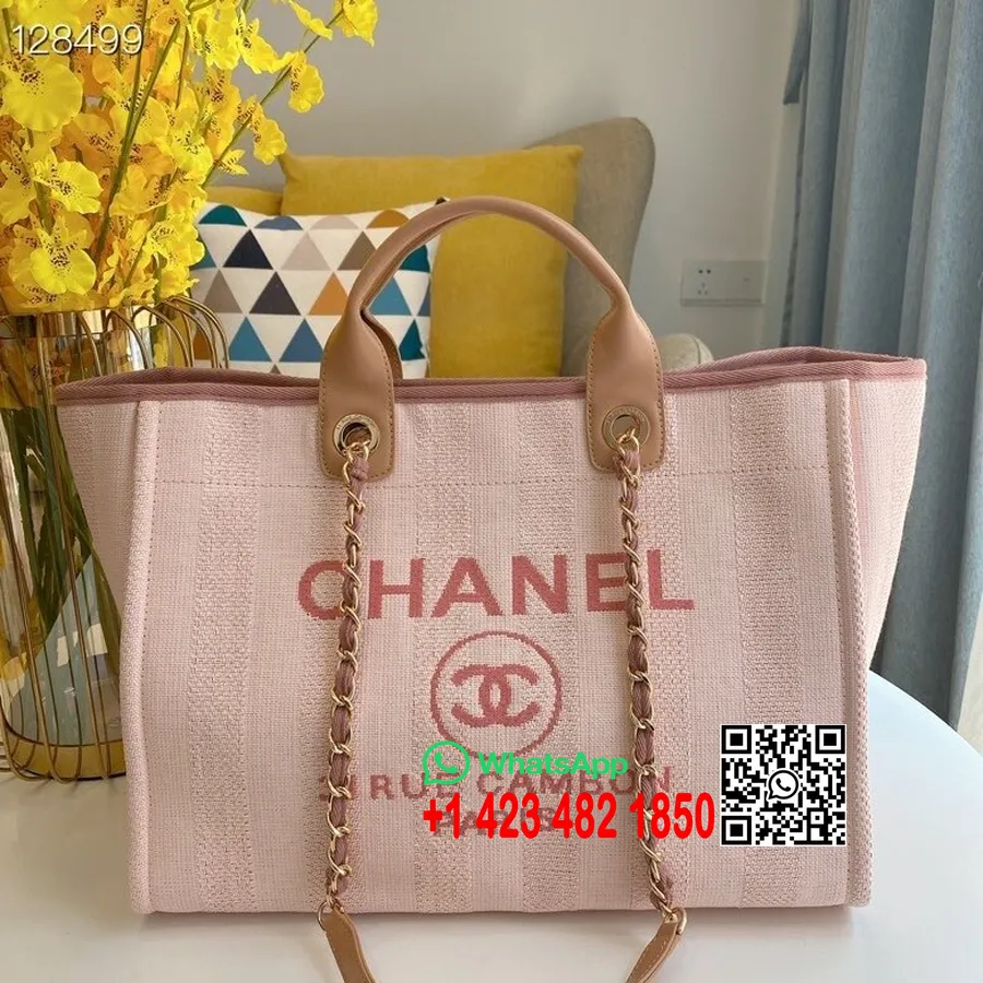 Bolso Tote Chanel Deauville De Lona De 36 Cm A066941 Colección Otoño/invierno 2020, Rosa