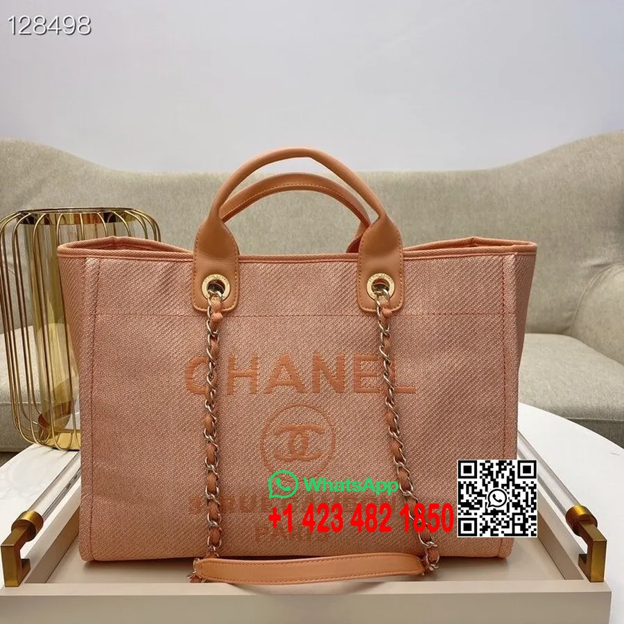 Bolso Tote Chanel Deauville De Lona De 36 Cm A066941 Colección Otoño/invierno 2020, Rosa