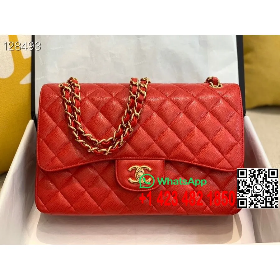 Chanel Classic Flap Jumbo Bag 58600 30cm χρυσό δέρμα αρνιού, δερμάτινη συλλογή φθινόπωρο/χειμώνας 2020, κόκκινο