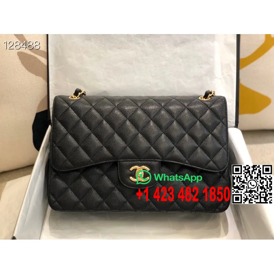 Chanel Classic Flap Jumbo Bag 58600 30cm χρυσό δέρμα αρνιού, δερμάτινη συλλογή φθινόπωρο/χειμώνας 2020, μαύρο