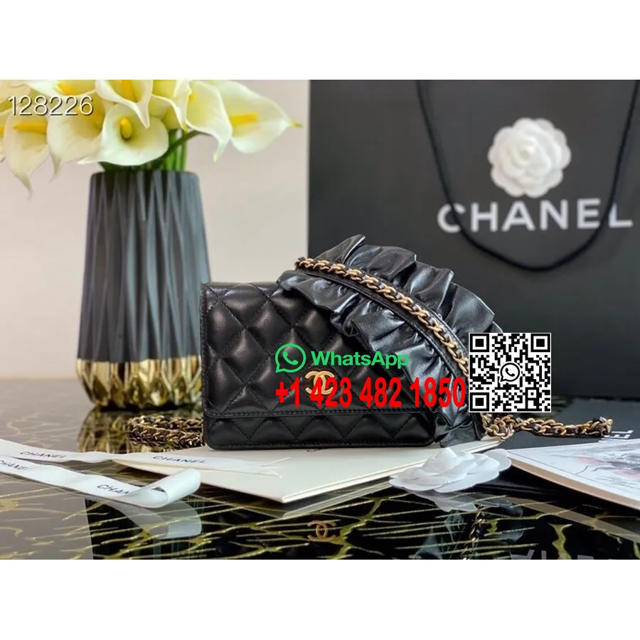 Chanel Fiyonk Askılı Woc çanta 20cm Kuzu Derisi Altın Donanım Sonbahar/kış 2020 Koleksiyonu, Siyah