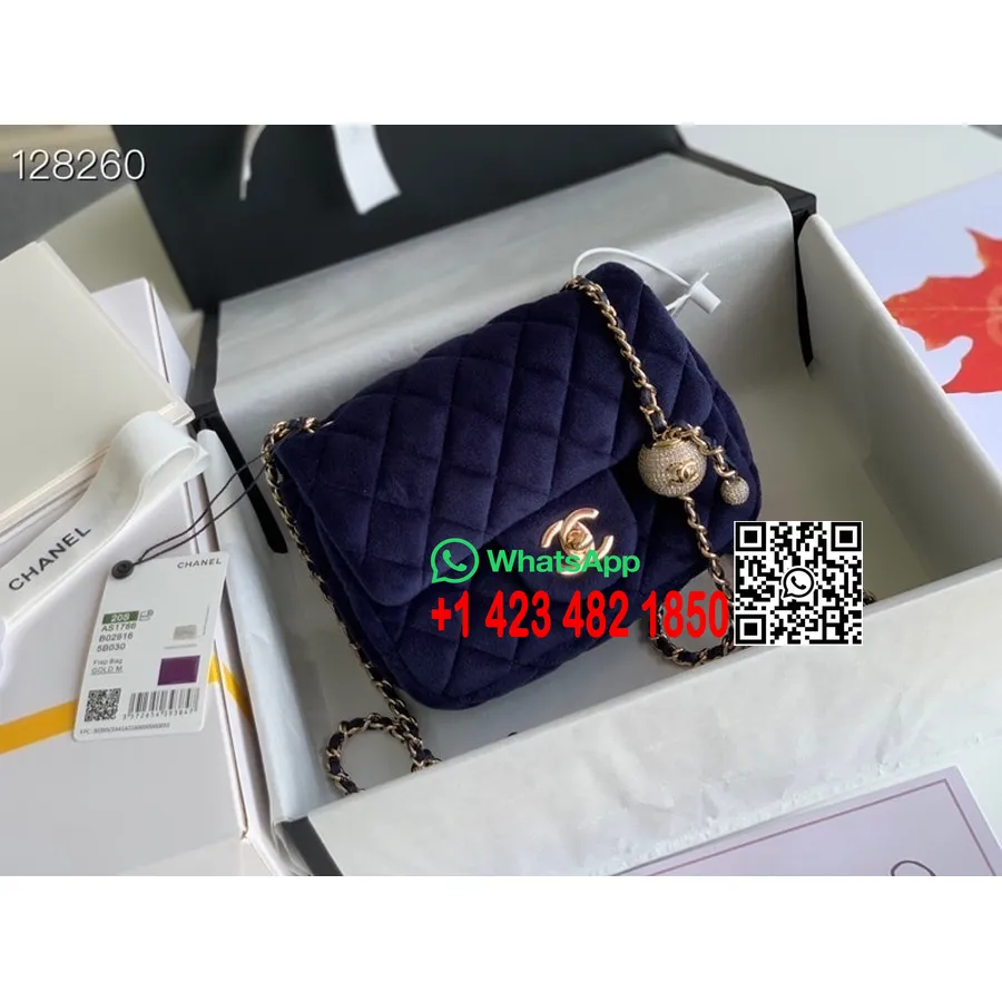 Chanel Klasszikus Csappantyú Lánccal Cc Részletekkel A Pántos Táskán 18cm Fényes Arany Hardver Bársony/báránybőr ősz/tél 2