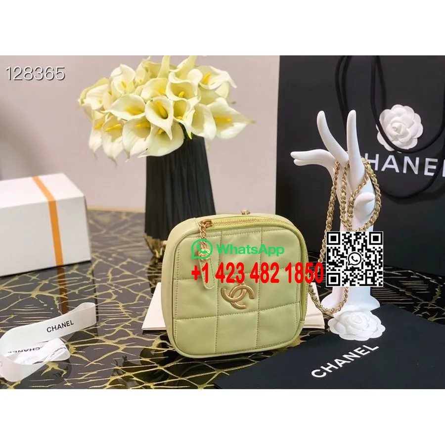 Borsa A Tracolla Chanel Con Diamanti 20 Cm Hardware Dorato Pelle Di Agnello Collezione Autunno/inverno 2020, Verde