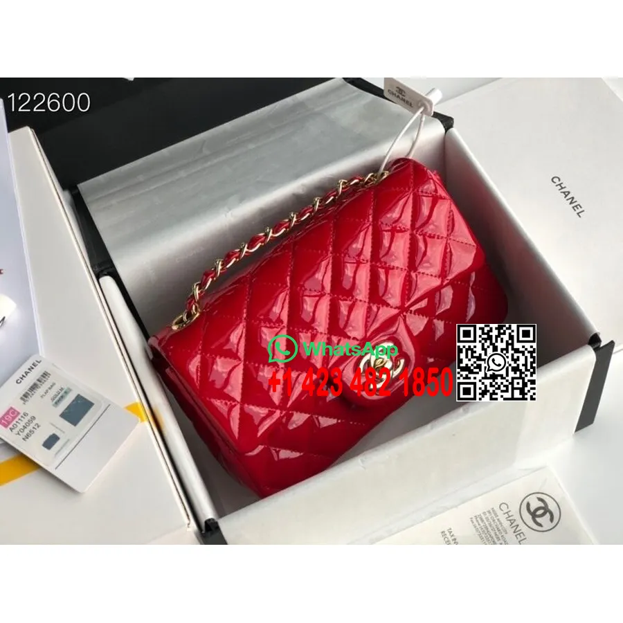 Chanel Classic Flap Bag 20cm Gold Hardware Patent Leather Spring/Summer 2020 Collection, Red