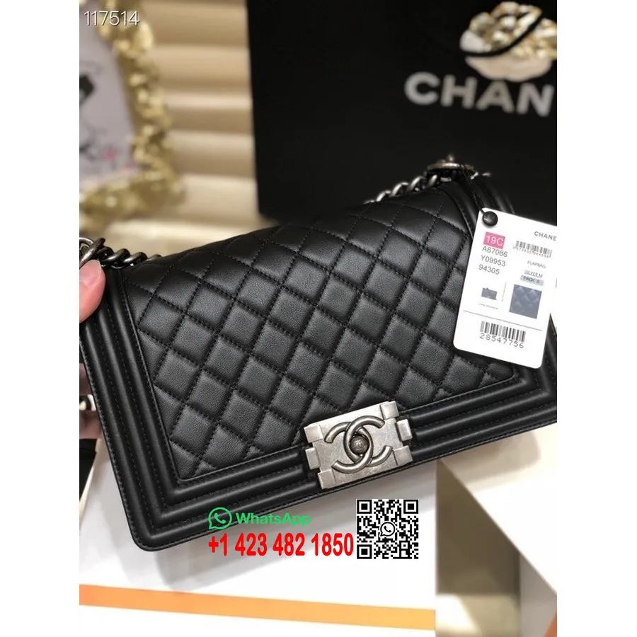 Τσάντα Chanel Leboy 25cm δέρμα αρνιού ασημί υλικό συλλογή άνοιξη/καλοκαίρι 2020, μαύρο