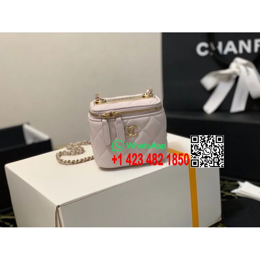 Chanel Mini Vanity Case Shoulder Bag 10cm Gold Hardware Lambskin Leather Spring/Summer 2020 Collection, White