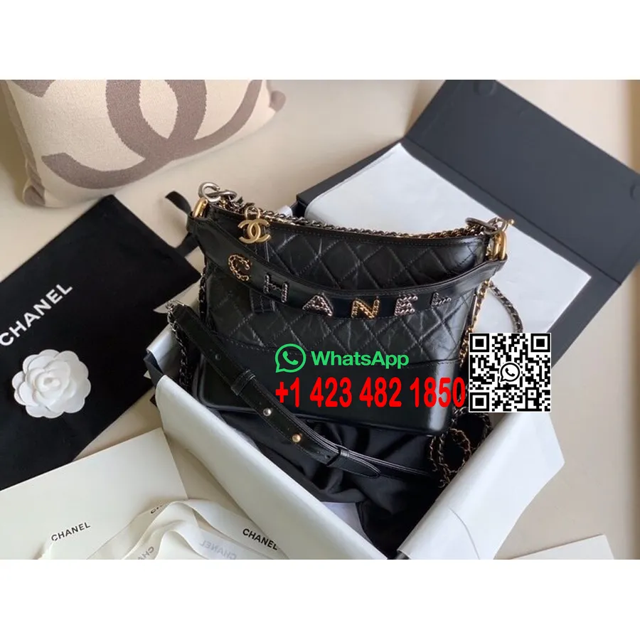 Chanel Kett Tikitud Gabrielle Hulkurkott 25cm Vananenud Vasikanahast Kevad/suvi Tegu 2 2020 Kollektsioon, Must