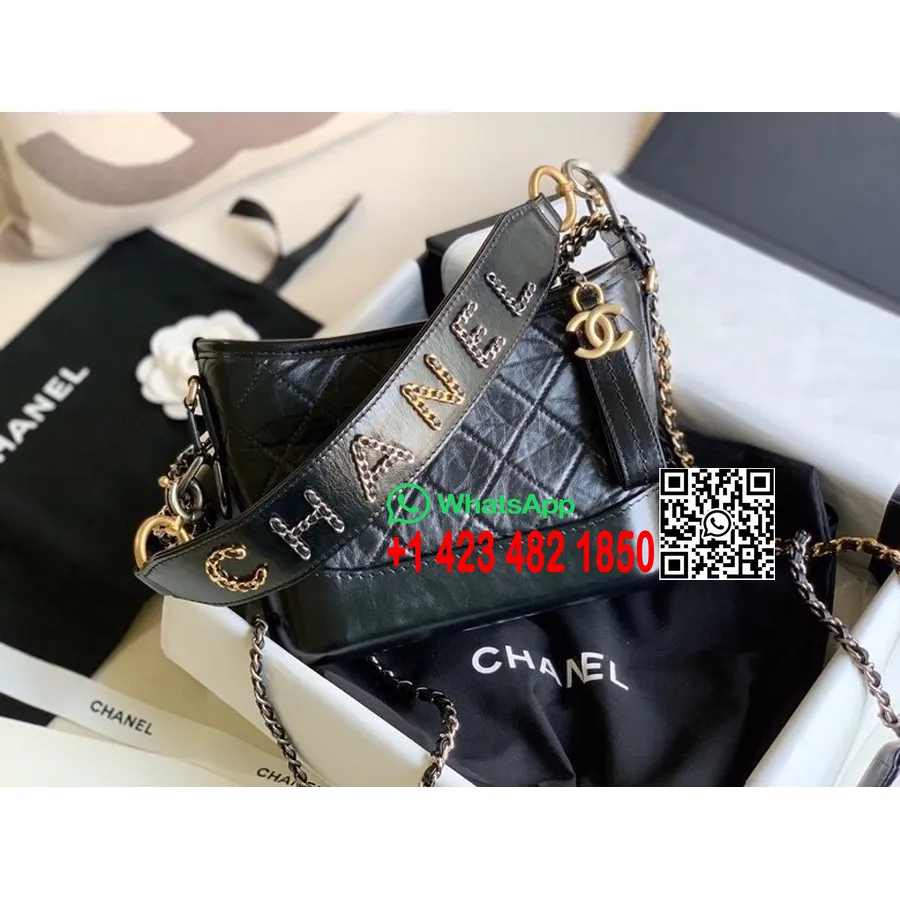 Tas Gabrielle Hobo Bordir Rantai Chanel 20cm As0865 Perangkat Keras Dua Warna Kulit Anak Sapi Tua Musim Semi/musim Panas Babak 1