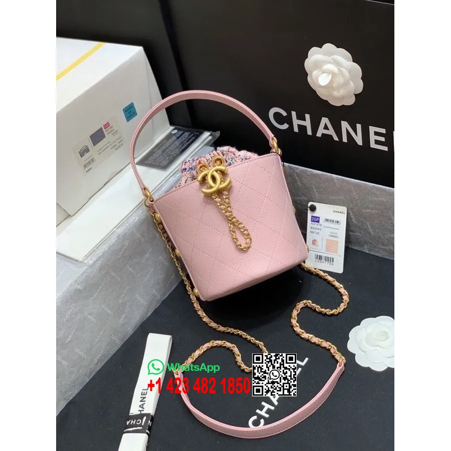 Chanel Kova çanta 18cm As1478 Tüvit/dana Deri Altın Donanım Sonbahar/kış 2020 Koleksiyonu, Pembe