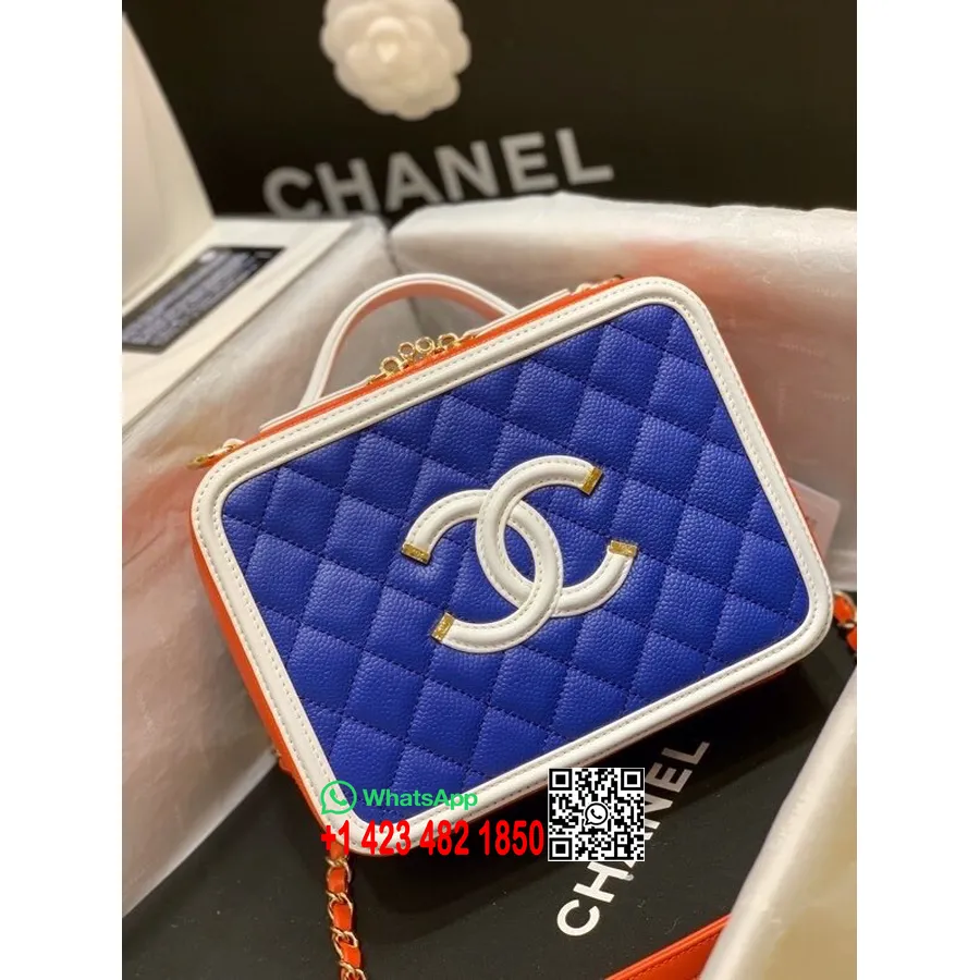 Τσάντα νεσεσέρ Chanel 21cm δέρμα χαβιάρι χρυσό υλικό συλλογή άνοιξη/καλοκαίρι 2020, κόκκινο/άσπρο/μπλε