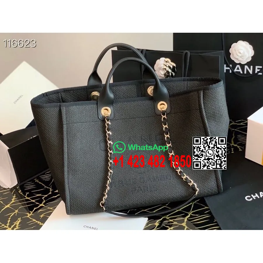 Chanel Deauville Torba Traper Torba Od 40 Cm Kolekcija Proljeće/ljeto 2020., Crna