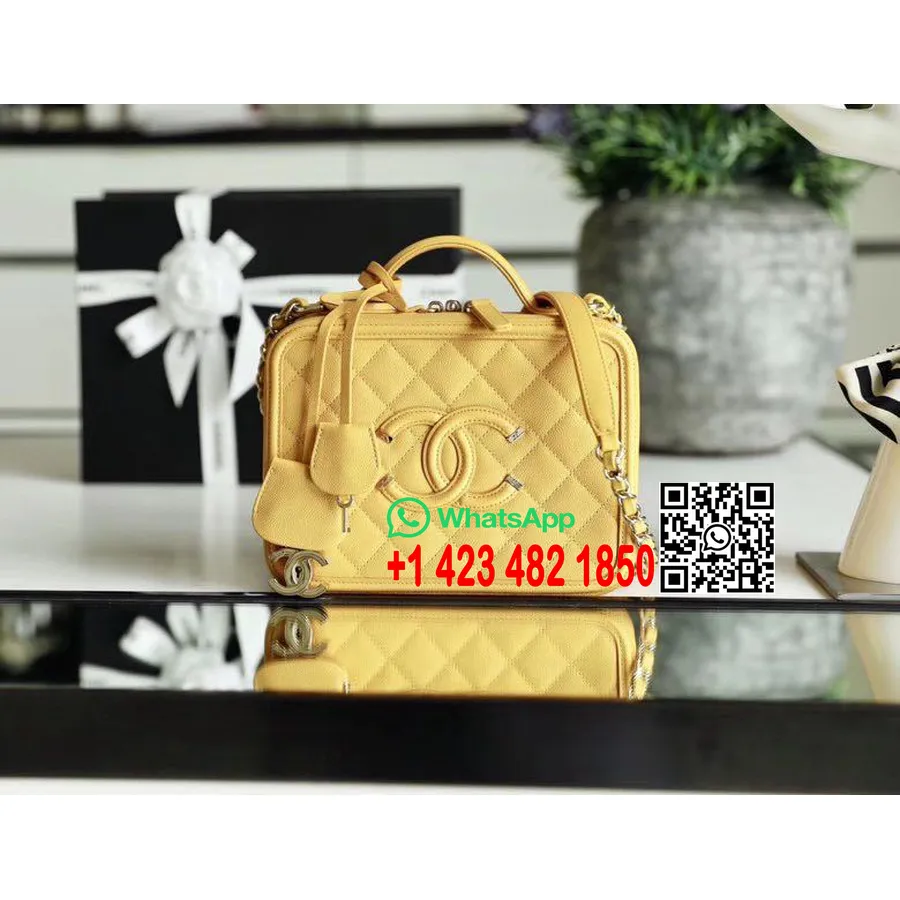 Τσάντα νεσεσέρ Chanel 21cm δέρμα χαβιάρι χρυσό υλικό συλλογή άνοιξη/καλοκαίρι 2020, κίτρινο