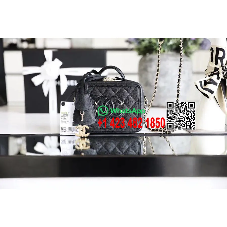 Sac Vanity Chanel 17cm Cuir Caviar Matériel Doré Collection Printemps/été 2020, Noir