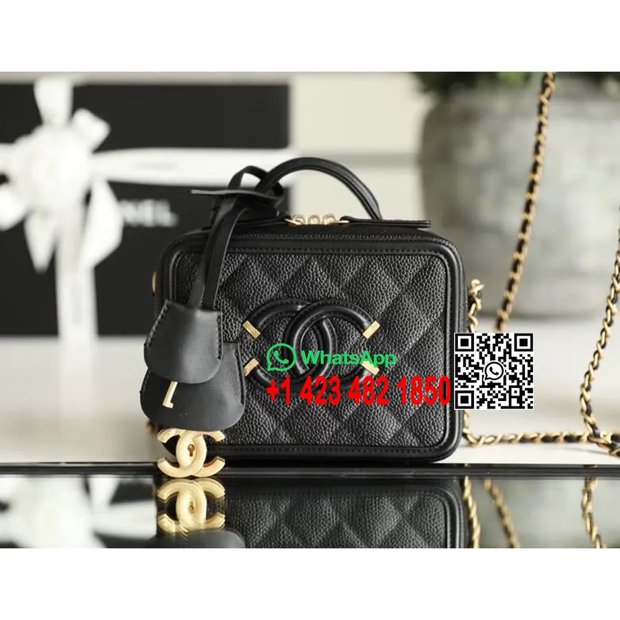 Sac Vanity Chanel 17cm Cuir Caviar Matériel Doré Collection Printemps/été 2020, Noir