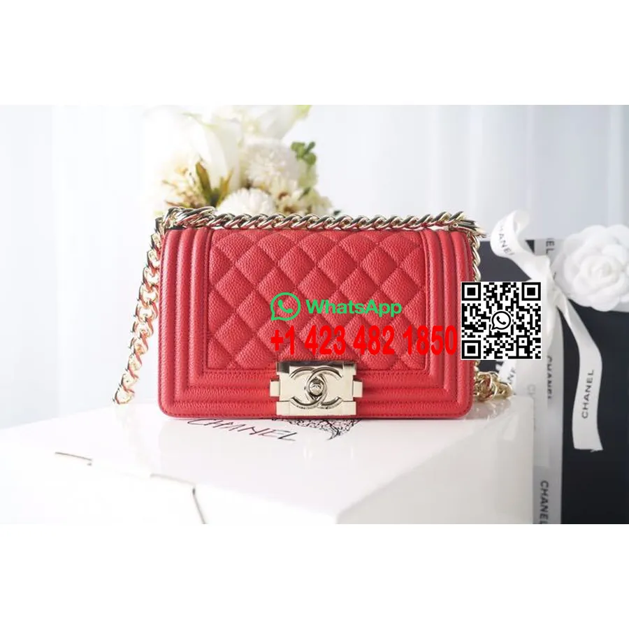 Sac Chanel Leboy 20cm Cuir Caviar Matériel Doré Collection Printemps/été 2020, Rouge