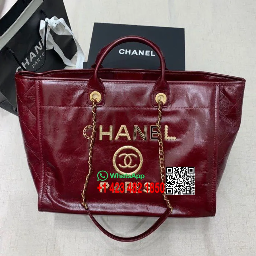 Sac Bowling Matelassé Chanel 40cm Matériel Doré Cuir D'agneau Vieilli Collection Printemps/été 2020, Bordeaux