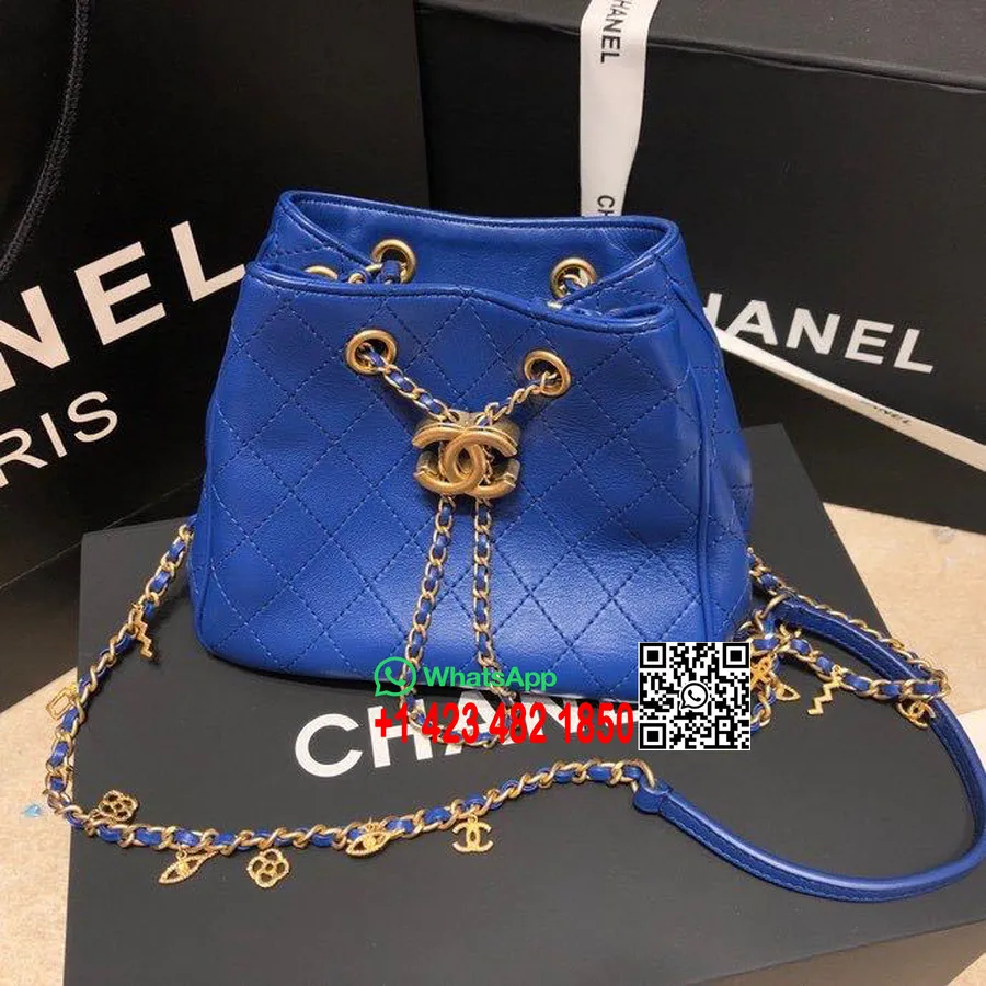 Chanel Bucket Hobo Bag 18cm Gold Hardware Calfskin Leather Spring/Summer Act 1 2020 Collection, Electric Blue