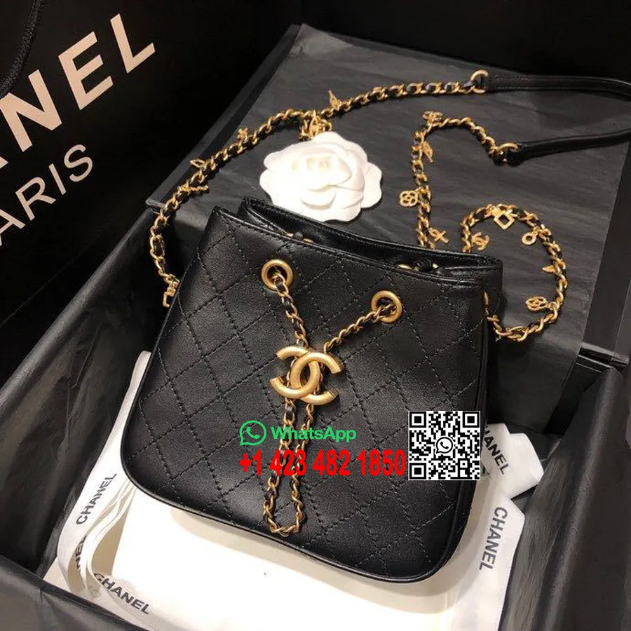 Chanel Kova Hobo Çanta 18cm Altın Donanım Dana Deri İlkbahar/yaz Act 1 2020 Koleksiyonu, Siyah