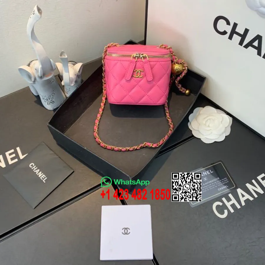 Chanel Mini Vanity Case Shoulder Bag 10cm Gold Hardware Lambskin Leather Spring/Summer 2020 Collection, Hot Pink