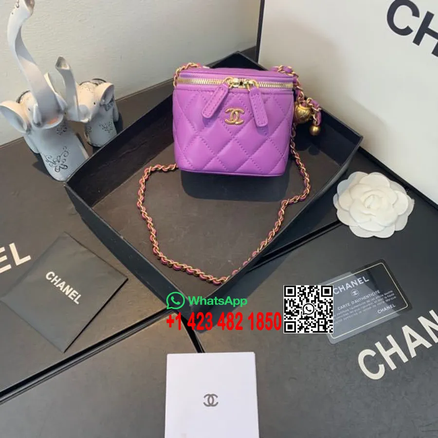 Chanel Mini Vanity Case Shoulder Bag 10cm Gold Hardware Lambskin Leather Spring/Summer 2020 Collection, Purple