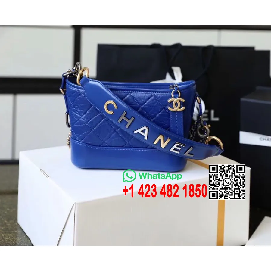 Chanel Gabrielle Hobo çanta 18cm As0865 Iki Renkli Donanım Yaşlı Dana Deri Ilk/yaz Act 1 2020 Koleksiyonu, Mavi