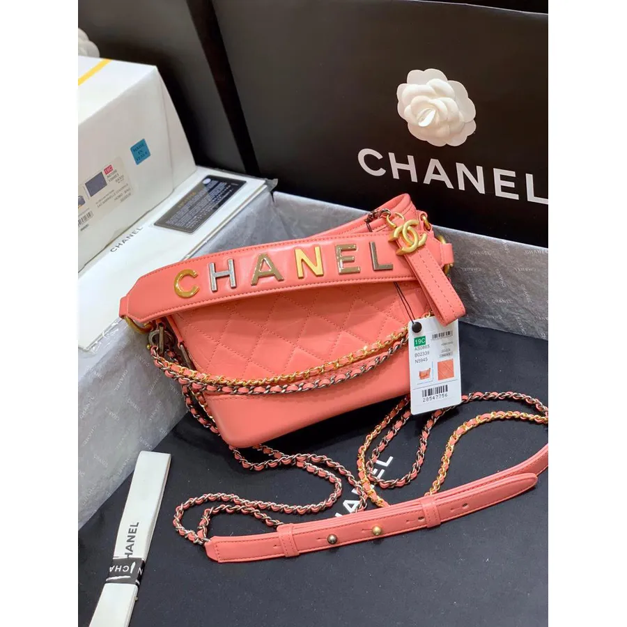 Chanel Gabrielle Hobo çanta 20cm As0865 çift Renkli Eski Donanımtılmış Dana Deri Ilk/yaz Act 1 2020 Koleksiyonu, Somon Pe