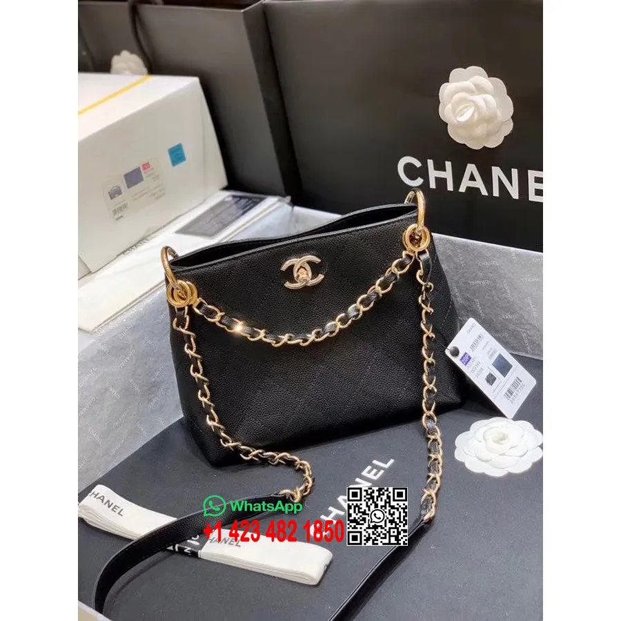 Chanel чанта тип кофа 20 см As1461 агнешка кожа колекция пролет/лято акт 2 2020, черна