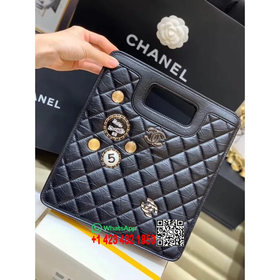 Sac Cabas Chanel Charms 28cm As1431 Cuir D'agneau Collection Printemps/été Acte 2 2020, Noir