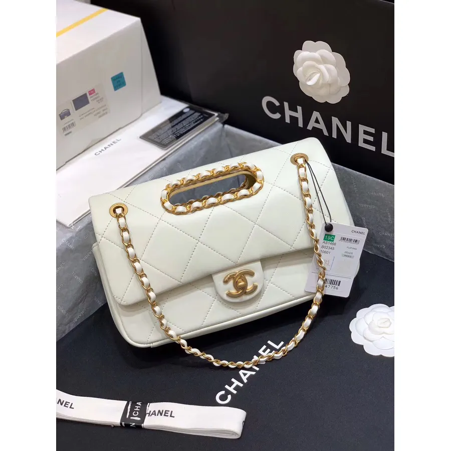 Chanel Saplı çanta 26cm As1466 Kuzu Deri Ilkbahar/yaz 2020 Act 1 Koleksiyonu, Beyaz