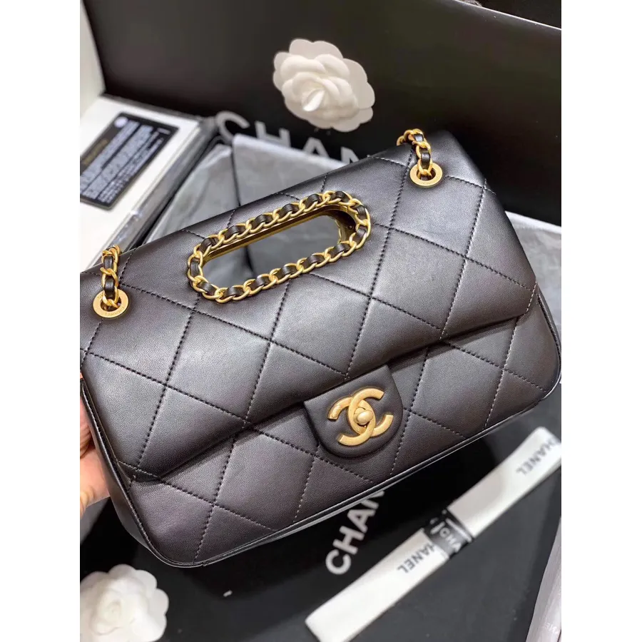 Chanel Saplı çanta 26cm As1466 Kuzu Deri Ilkbahar/yaz 2020 Act 1 Koleksiyonu, Siyah