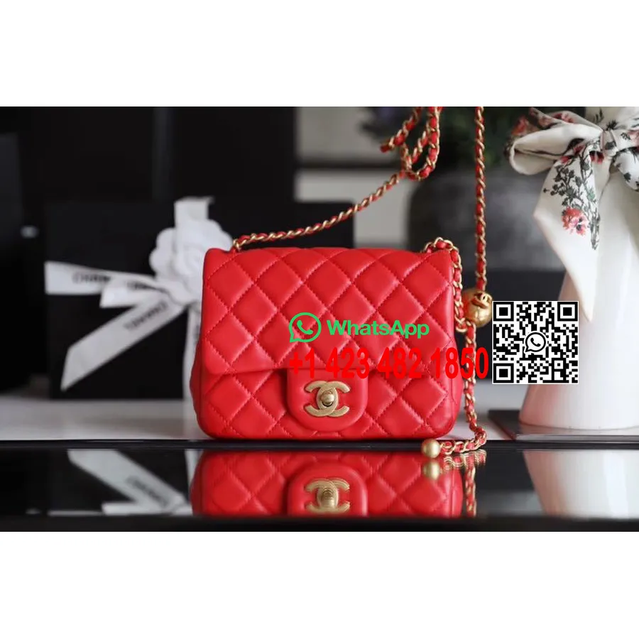 Chanel Classic Flap With Charm Chain With CC Ball On Strap Bag 18cm Gold Hardware Lambskin Leather Spring/Summer 2020 Collection