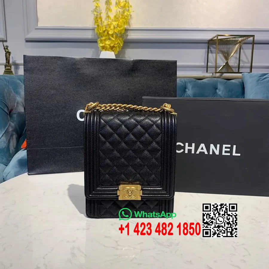 Chanel Boy North South Bag 20cm Gold Hardware Caviar Leather Spring/Summer 2020 Collection, Black