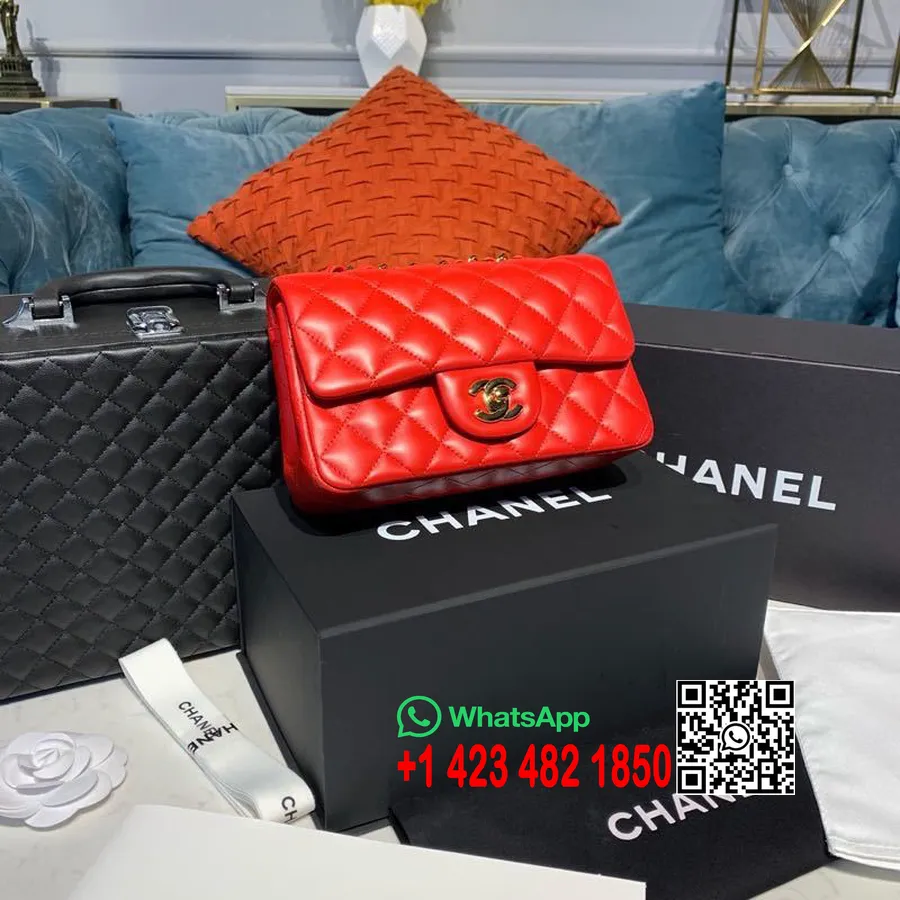 Chanel Mini Flap 20 Cm, Lammleder, Goldene Hardware, Frühjahr/sommer 2020 Akt 1 Kollektion, Rot