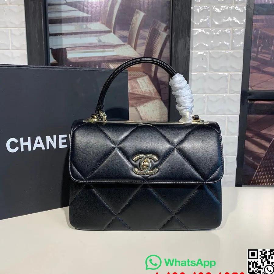 Chanel Trendy Cc Vattert Veske 30 Cm Lammeskinn Gull Hardware Vår/sommer 2019 Act 1 Kolleksjon , Svart