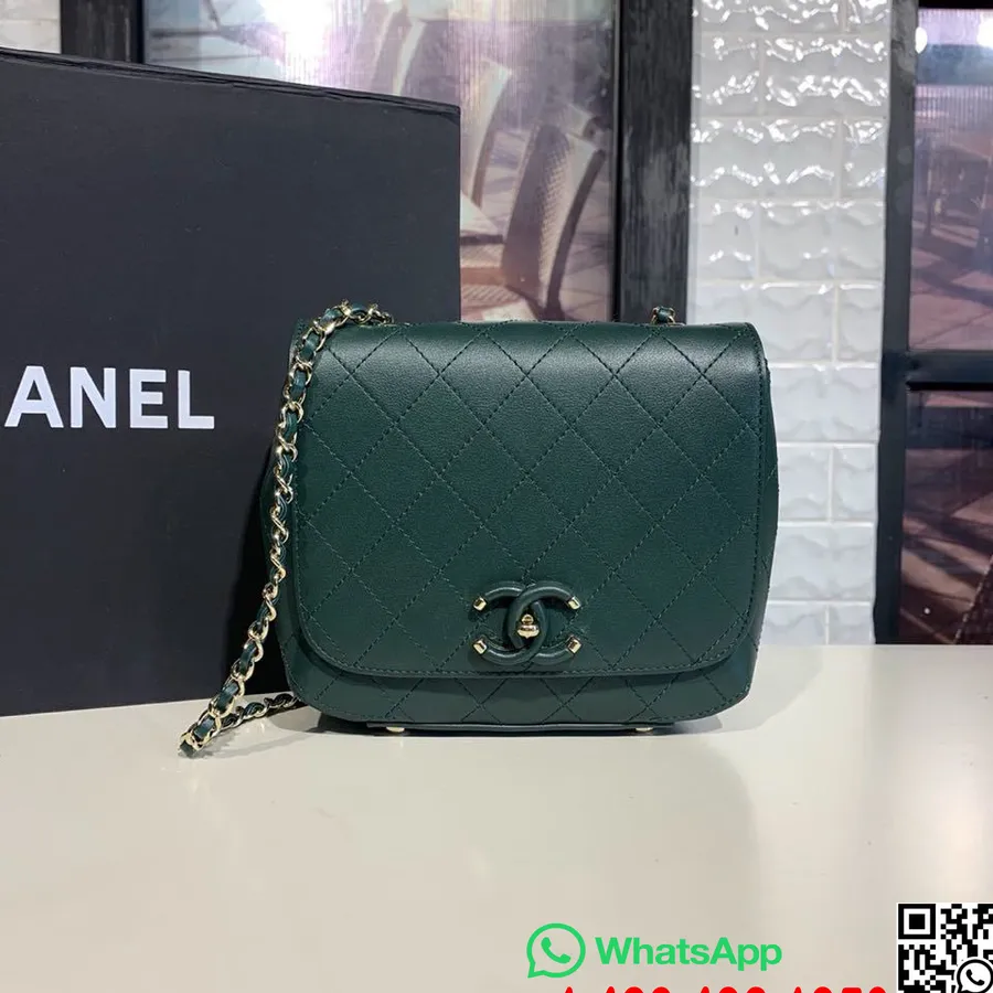 Kabelka Chanel Flap 18cm Teletina Kůže Zlatý Hardware Cruise 2019 Klasická Kolekce, Zelená