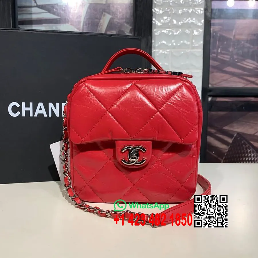 Chanel Kameratasche, 18 Cm, Lammleder, Silberfarbene Hardware, Kreuzfahrt, Saisonkollektion 2020, As1323, Rot