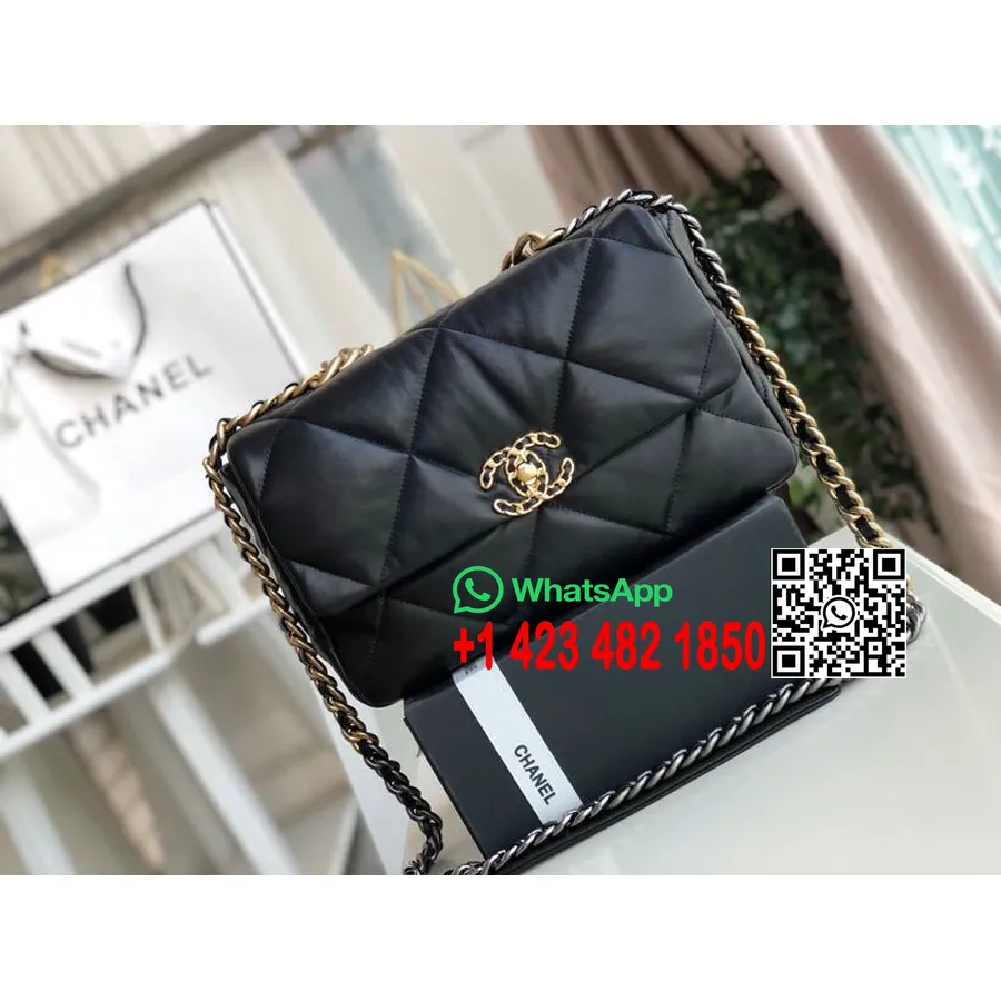 Sac à Rabat Chanel 19 30cm Cuir De Chèvre Collection Automne/hiver 2019 Acte 1, Noir