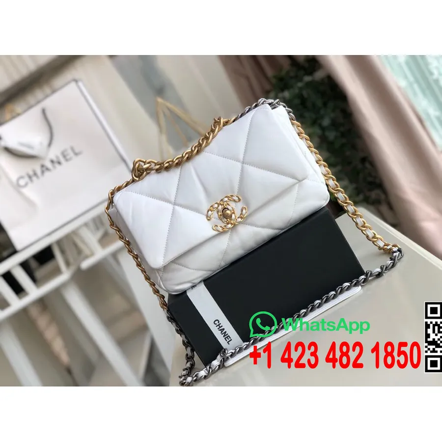 Bolso Con Solapa Chanel 19 26 Cm Piel De Cabra Colección Otoño/invierno 2019 Acto 1, Blanco