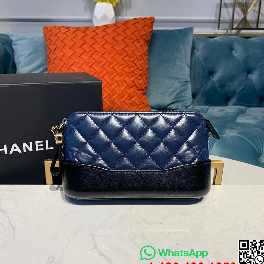 Geantă Chanel Gabrielle Mini Hobo 18cm Feronerie Aurie Piele De Vițel Colecția Primăvară/vară Act 1 2019, Bleumarin/negru